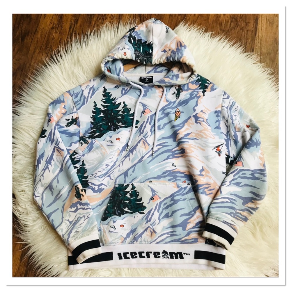 Icecream Breckinridge Hooded Sweatshirt White Blue Size Small